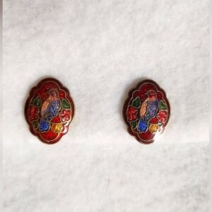 Vintage Cloisonne Clip On Earrings